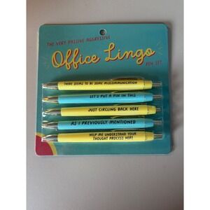Fun Club Passive Aggressive Office Lingo 5 Pack‎ Black Ink Ballpoint Pen Set New